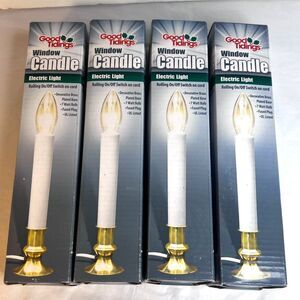 Good Tidings NEW Set of 4 Window Candles Electric On/Off Switch Corded Christmas